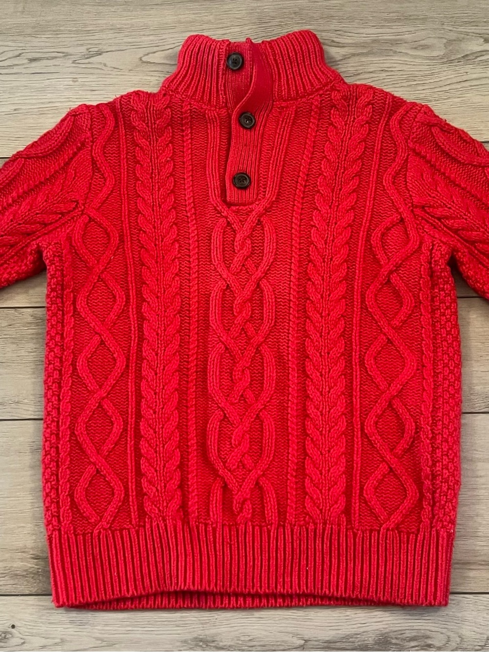 Gap Boys Red Cable Knit Mock Neck Sweater Size 12 Christmas Holiday Cotton Wool